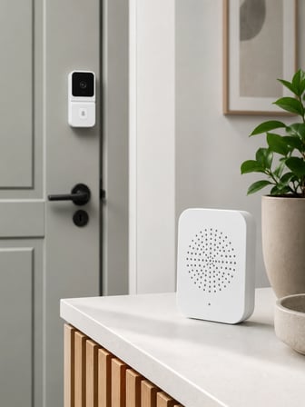 Beyaz Wi-Fi Akıllı Görüntülü Kapı Zili HD Kamera, Gece Görüşü ve Telefon Bildirimli Kablosuz Kapı Zili