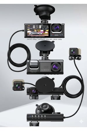 WiFi Destekli 1080p 3 Kameralı Araç İçi Kamera LCD Ekranlı Gece Görüşlü G Sensörlü