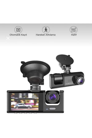 WiFi Destekli 1080p 3 Kameralı Araç İçi Kamera LCD Ekranlı Gece Görüşlü G Sensörlü
