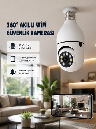 360 Derece Dönebilen Akıllı Duylu Kamera – PTZ, Uzaktan Kontrol, Hareket Algılama