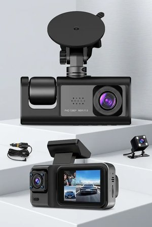 3 Kameralı Dashcam Araç İçi Kamera Ön Arka İç Görüşlü Oto Kamera