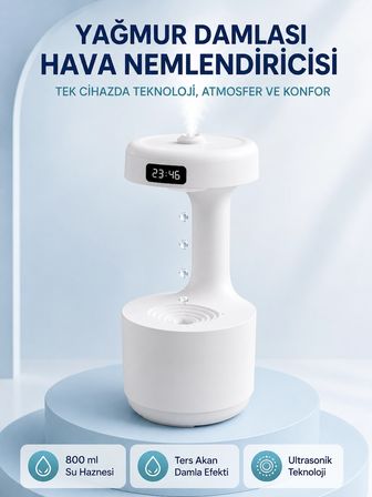 Anti Yerçekimi Su Damlası Hava Nemlendirici 800 ml Ultrasonik Aroma Difüzör