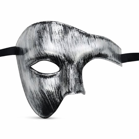 Antik Eskitme Gümüş Erkek Yarım Maske - Phantom &amp;amp;amp; Balo Maskesi Bx40