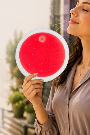 Karpuz Desenli Kore Yelpaze