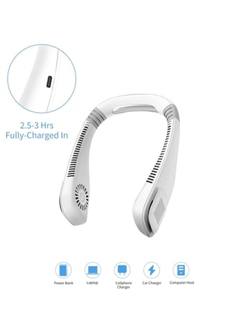 Kanatsız Boyun Tipi Fan | Giyilebilir Serinletici, Düşük Sesli, Hafif ABS Gövde, USB Şarj Edilebilir Yeni Nesil