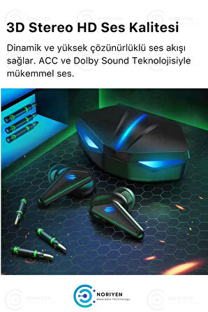 K55 Tws Pro Oyuncu Kulaklığı 3D Stereo Ses Extra Bass Işıklı Mikrofonlu Bluetooth Kablosuz Kulaklık