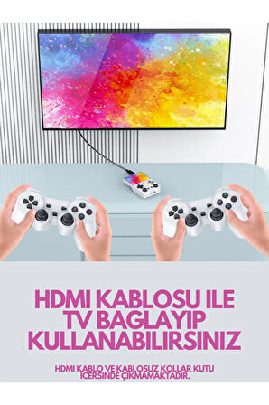 M21 64GB IPS HDMİ TV 20000+ Oyunlu Retro Arcade Atari PSP/PS1/Fıfa Gta Mario Games Oyun Konsolu
