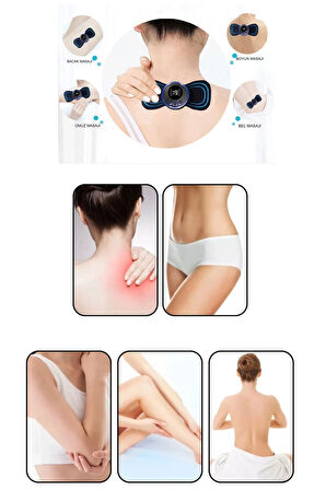 8 Modlu Mini Şarjlı Kelebek LCD Ekran Ems Boyun Omuz Kol Sırt Elektrikli Masaj Bantı Kas Stimülatörü