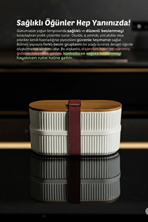 Bambu Kapaklı Lunch Box Kahvaltılık Saklama Kabı Large Bölmeli