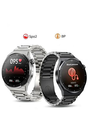 GT3 Max Elegant Smart Watch GT3 Max Elegant Erkek Akıllı Saat Deri-Metal-Silikon 3 Kordonlu