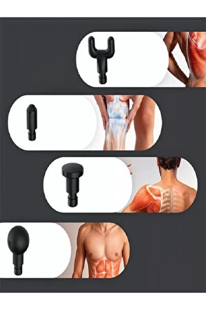 4 Başlıklı 6 Kademeli Vurmalı Titreşimli Yoğurmalı Elektrikli Masaj Cihazı Tabancası RENK SEÇİLEMEZ