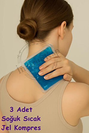 3 Adet Termojel Sıcak Soğuk Kompres Jel Buz Paketi, 3 Adet Soğutucu Jel Isıtıcı Jel Kompres 13x13cm