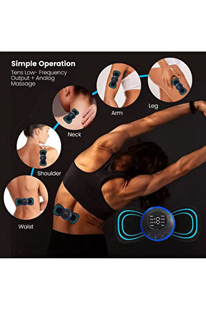 1 Adet Yedek Ped Şarjlı Kelebek Ems Boyun Omuz Kol Sırt Elektrikli Masaj Bantı Kas Stimülatörü Aleti