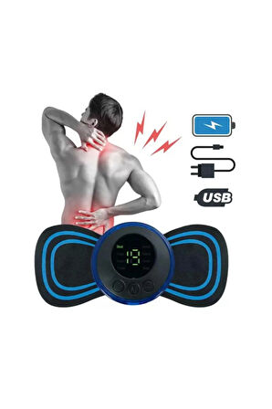 1 Adet Yedek Ped Şarjlı Kelebek Ems Boyun Omuz Kol Sırt Elektrikli Masaj Bantı Kas Stimülatörü Aleti