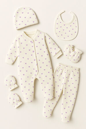 Minik Kalpler Sevimli Yenidoğan 5 Parça Hastane Çıkışı Seti - Yumuşacık Pamuklu Zıbın Takımı