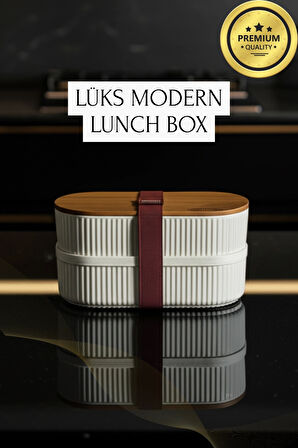 Bambu Kahvaltılık Saklama Kabı İki Bölmeli Büyük Lunch Box