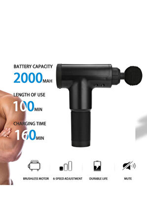 Masaj Aleti Kademeli 2000mah Batarya Derin Doku Kas Masaj Tabancası 4 Başlıklı RENK SEÇİLEMEZ