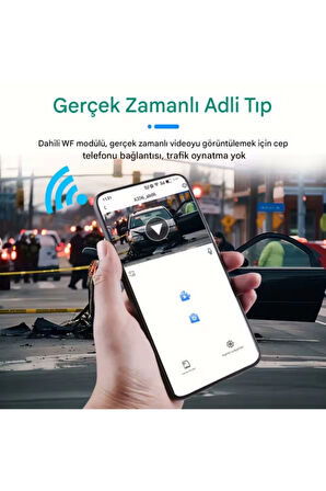 A-98 WiFi Full HD 3 Kameralı Araç İçi Güvenlik Kamerası + Park Modu Kablosu Ön-Arka-İç Kayıt,DashCam