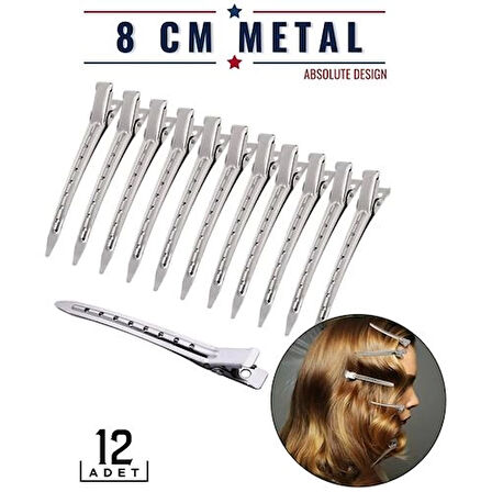 BX Saç Klipsi Metal Toka 12 Adet Absolute Design