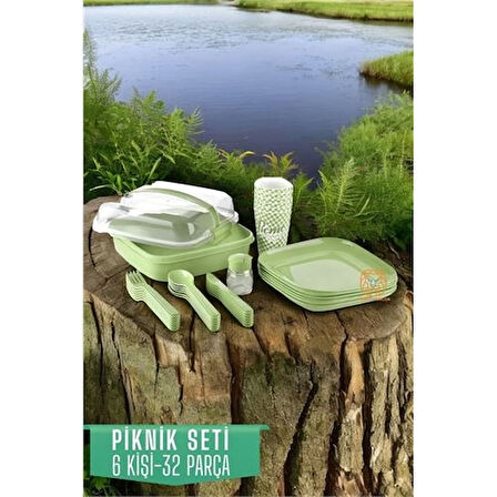 BX Piknik Seti 6 Kişilik 32 Parça YEŞİL