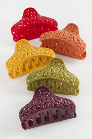 Oval Çiçek Renkli Mandal Toka 8 cm