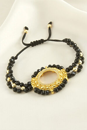 Çyrek Altın Koyulabilir Kristal Taşlı Bileklik