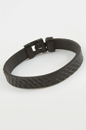 Siyah Renkli Kaliteli Suni Deri Bileklik