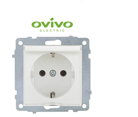 Beyaz Topraklı Kapaklı Priz Çerçevesiz Grano - Priz ve Anahtar İçin Uyumlu Çerçeve