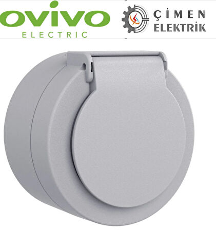 Gri Kapaklı Topraklı Priz Sıva Üstü