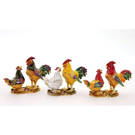 Swarovski Taşlı 2'li Tavuk Model 1