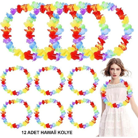 Hawaii Çiçekli Boyun Kolyesi 12 Adet
