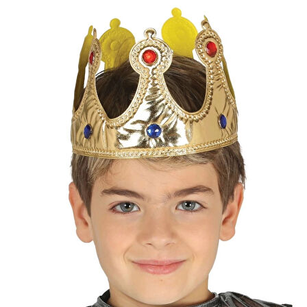 Altın Renk Eva Malzemeden İmal Çocuk Kral Tacı 57 cm