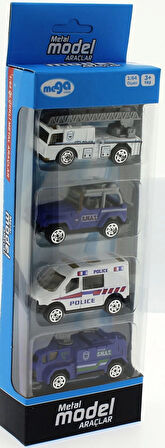 4'Lü Die Cast Polis Seti