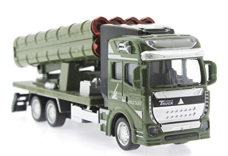 Sürtmeli Die Cast Metal Roketatar Rampalı Askeri Kamyon