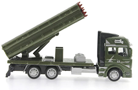 Sürtmeli Die Cast Metal Roketatar Rampalı Askeri Kamyon