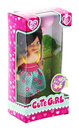 Cute Girl Pembe Balonlu Kumral Mini Bebek