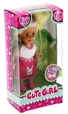 Cute Girl Sarı Balonlu Sarışın Mini Bebek