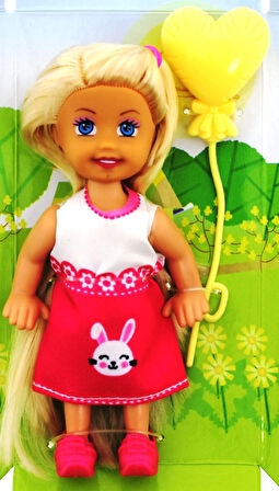 Cute Girl Sarı Balonlu Sarışın Mini Bebek