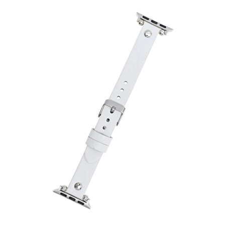 Apple Watch Uyumlu Deri Kordon 38-40-41mm ST F3 Beyaz