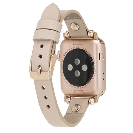 Apple Watch Uyumlu Deri Kordon 42-44-45mm RT ERC3 Bej