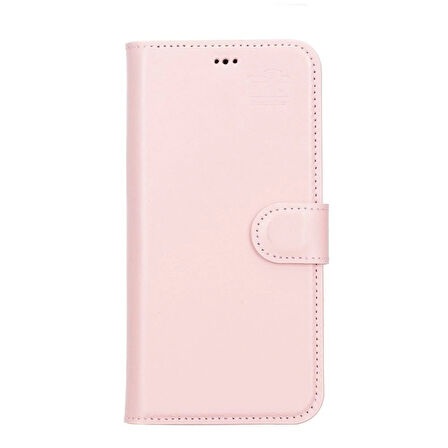 Apple iPhone 13 Pro Max Uyumlu Deri Cüzdanlı Kılıf NU2 Pembe