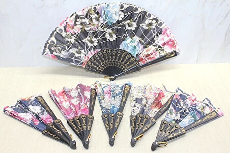 Plastik Çiçek Desenli Yelpaze Alk3571