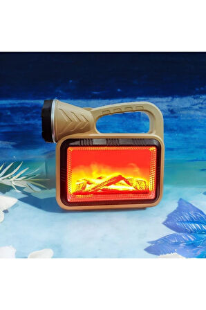 Güneş Enerjili Şömineli Çok Fonksiyonlu Çift Işık Kaynağı Usb Şarjlı Solar El Feneri