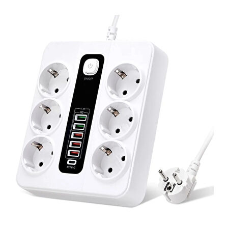 Hp-h04 3000w 10amper 6’lı 2metre Uzatma Kablolu Çoklu Termal Akım Priz