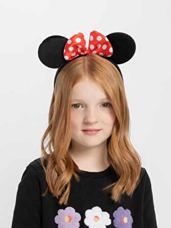 Kırmızı Fiyonklu Minnie Mouse Taç Fare Tacı Kafa Bandı