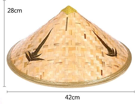 Naturel Renk Cambodia Kamboçyalı Vietnam Şapkası PVC Hasır