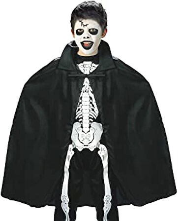 Siyah Renk Yakalı Halloween Pelerini 90 cm