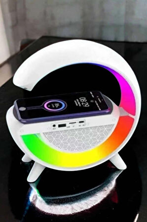 Bluetooth Hoparlör Dijital Göstergeli Wireless Şarj RGB Işıklı