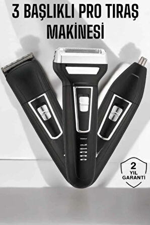 3 Başlıklı Profesyonel Tıraş Makinesi