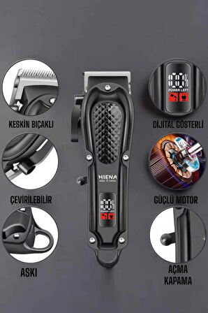 Suya Dayanıklı Tıraş Makinesi Keskin Bıçaklı Dijital Göstergeli Şarjlı